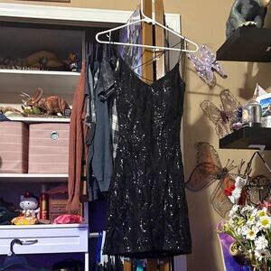 Black Sequin Hoco Dress